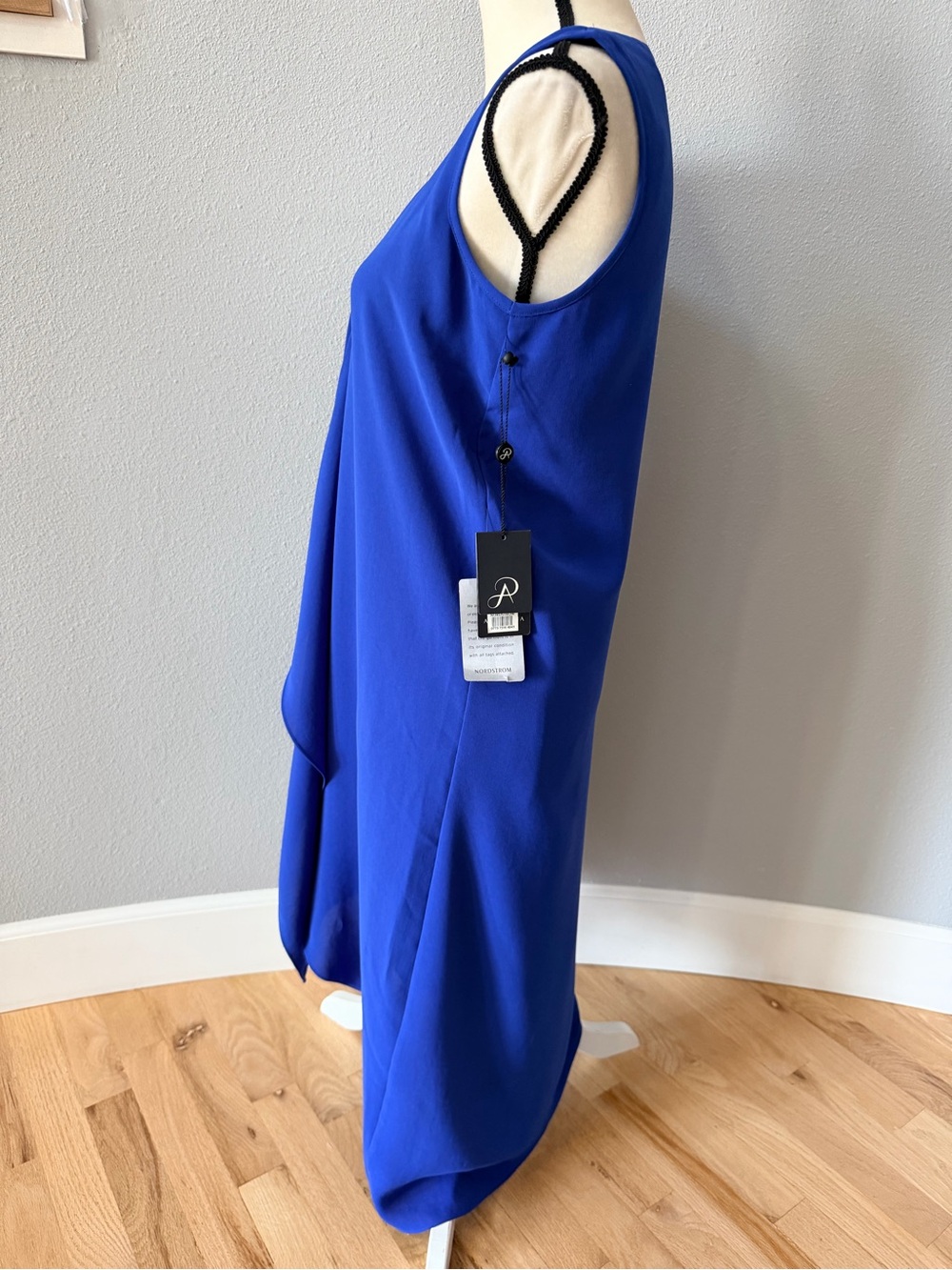 NWT Adrianna Papell Royal Blue Draped Asymmetrical V-Neck Dress - Size 6 - Picture 5 of 11